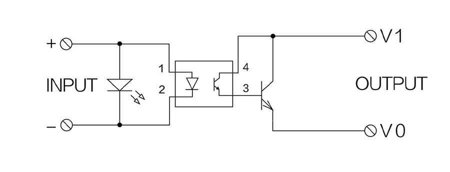 單路光電耦合器模組 接線(xiàn)示意圖